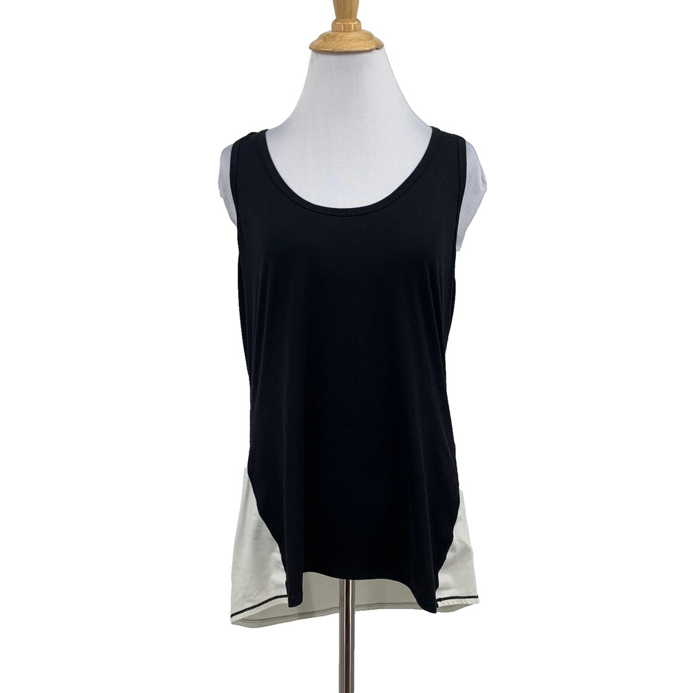 Athleta Tank Top Womens L Large Black Ivory Colorblock Chi Racerback Scoop Neck